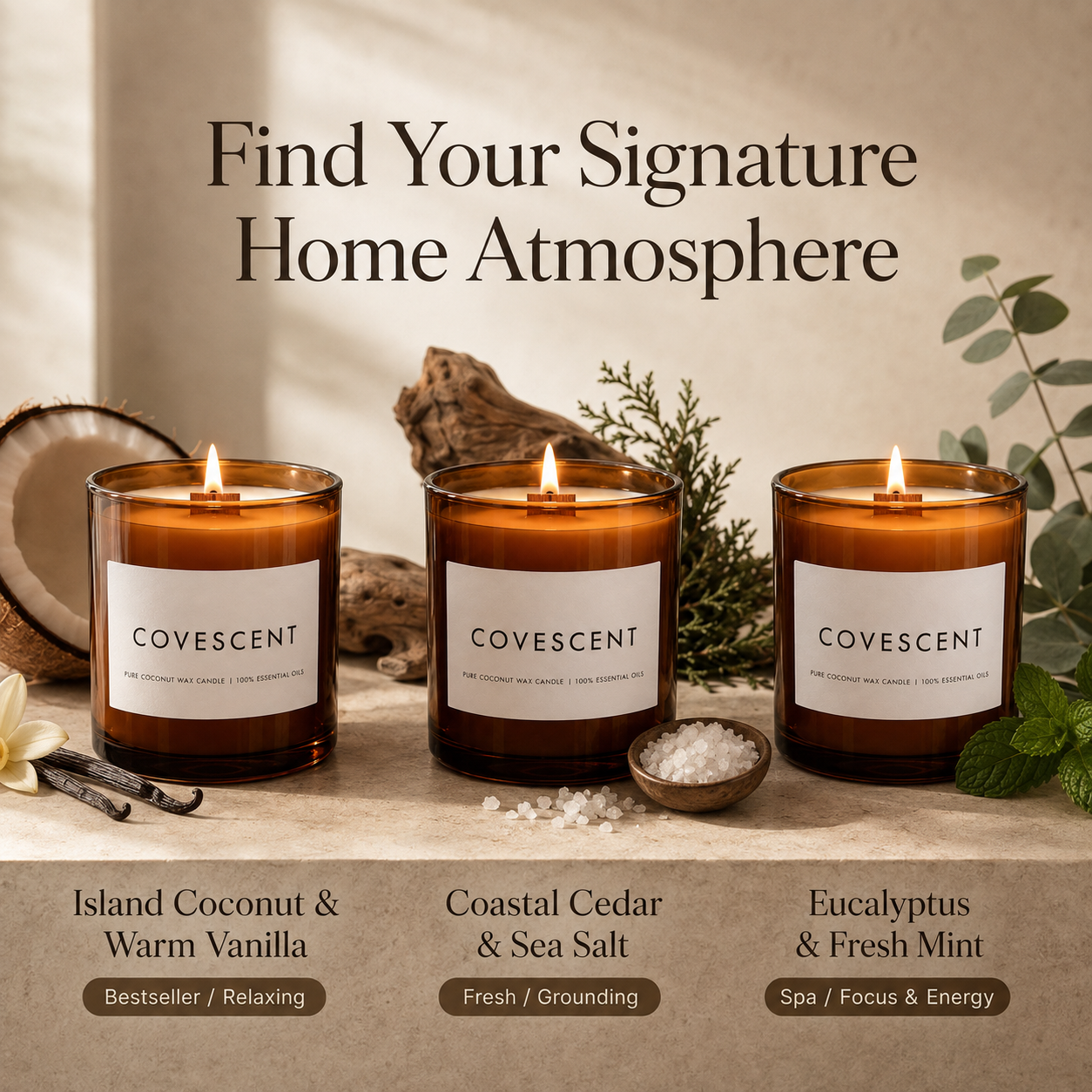 CoveScent™ Pure Coconut Wax Candle