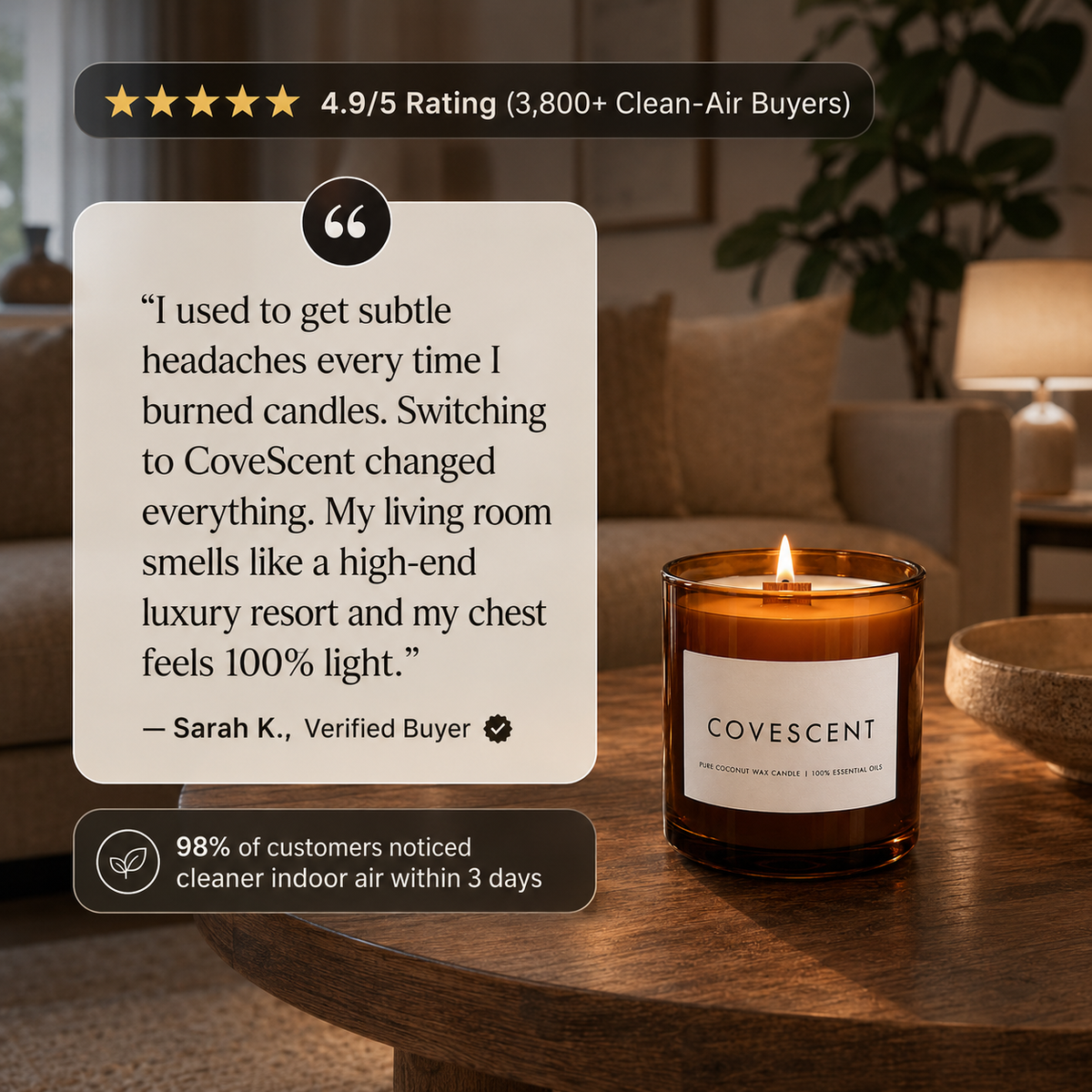 CoveScent™ Pure Coconut Wax Candle
